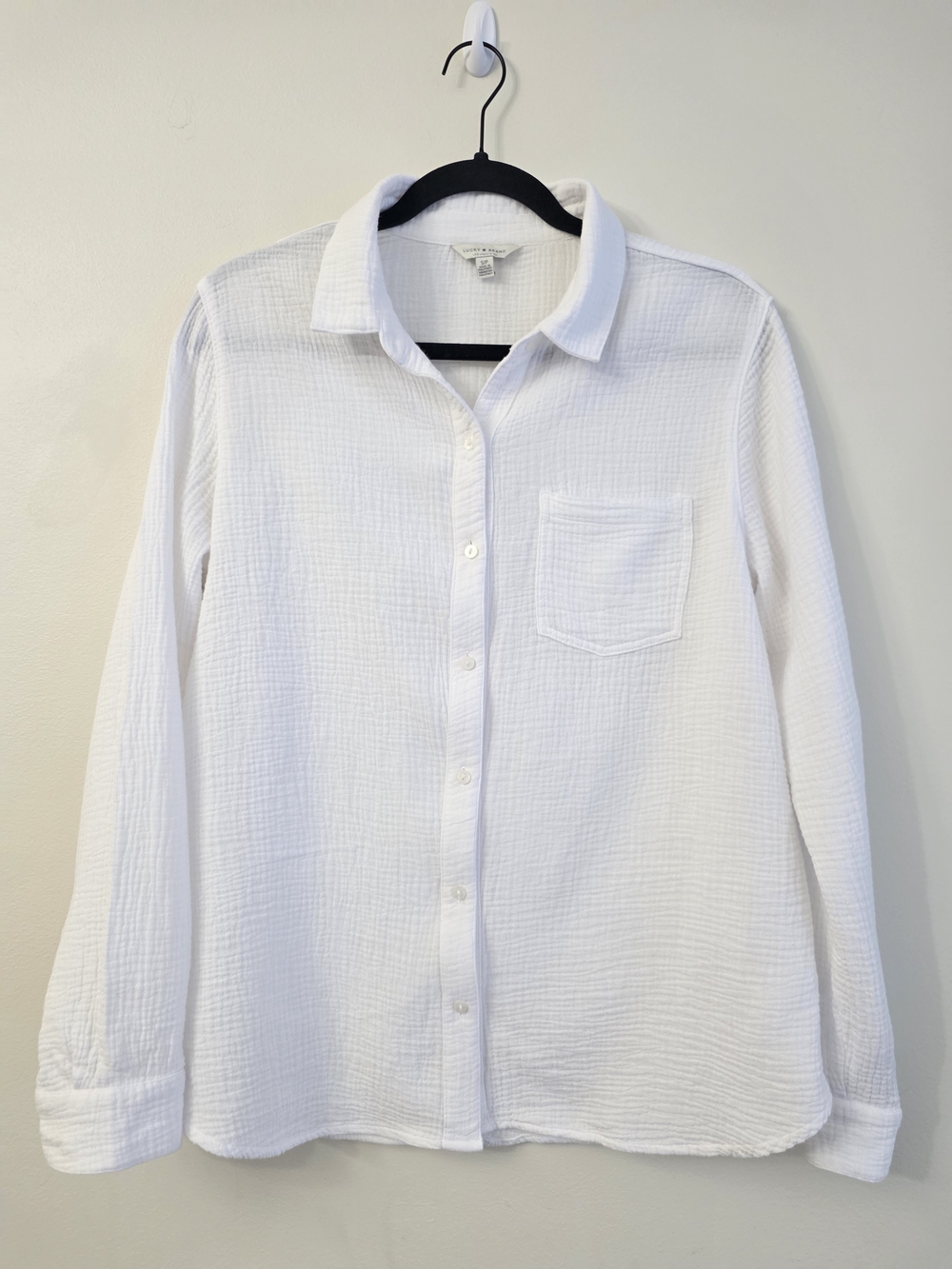 Lucky Brand White Gauze Button-Down Shirt